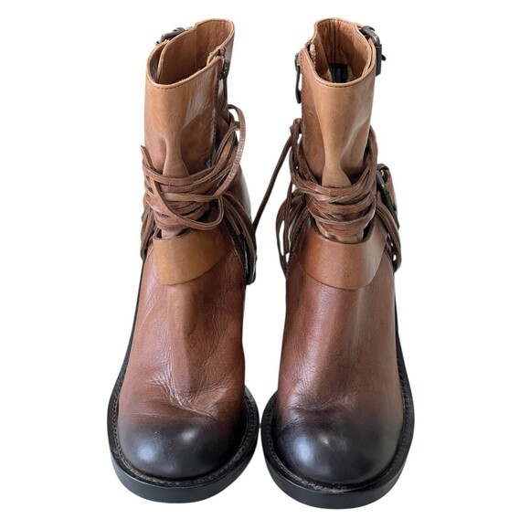 Vince Camuto Silas Womens Bootie 7 B Brown Leather Side Zip Heeled Ankle Boots - Picture 4 of 9